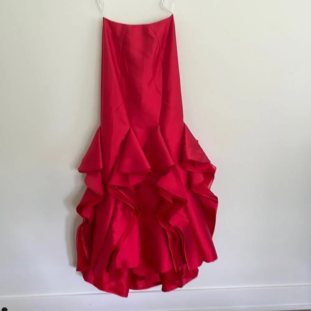 Rachel Allan Sleeveless Ruffle Gown Evening Dress